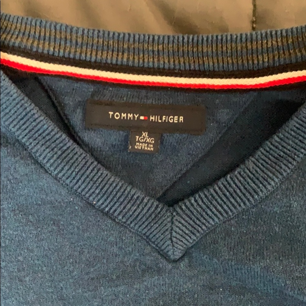 Hilfiger Blue V-Neck Sweater XL